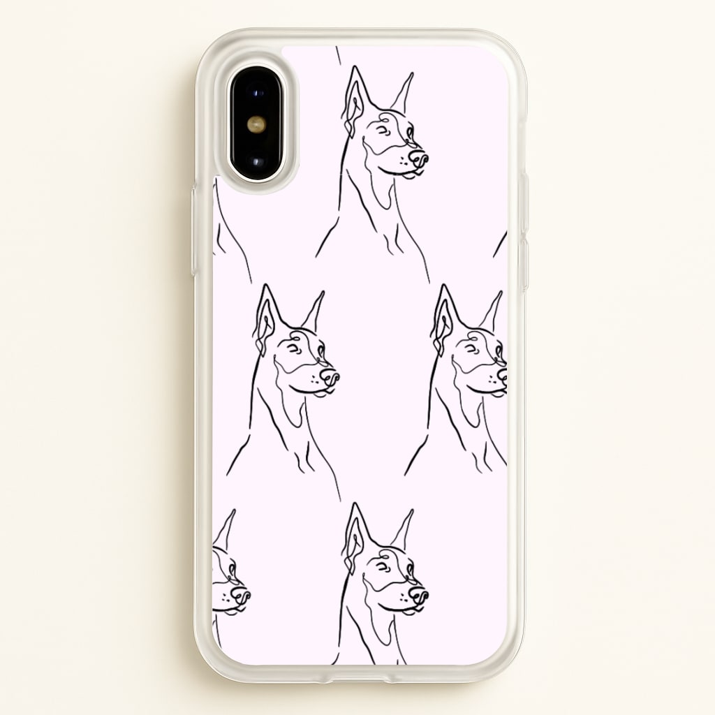 Dobermann Outline - Dog Pattern  - Dog Patterned Phone Case for iPhone X / XS