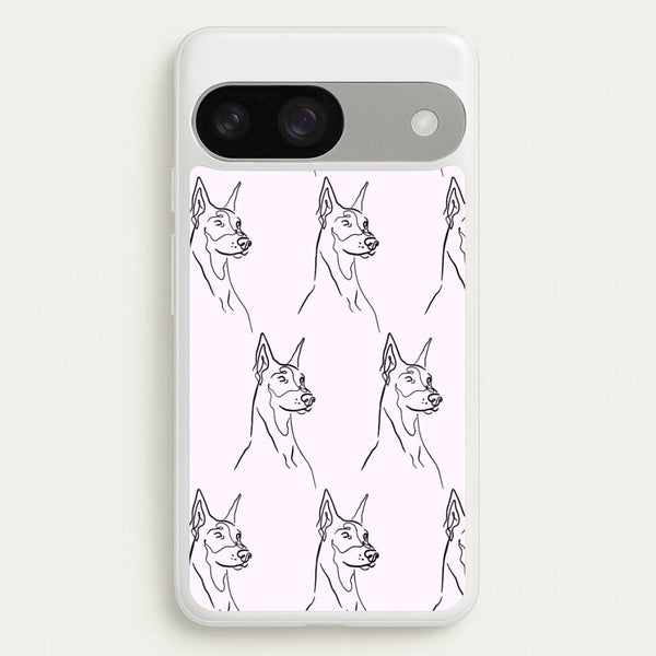 Dobermann Outline - Dog Pattern  - Dog Patterned Phone Case for Google Pixel 9 / 9 Pro