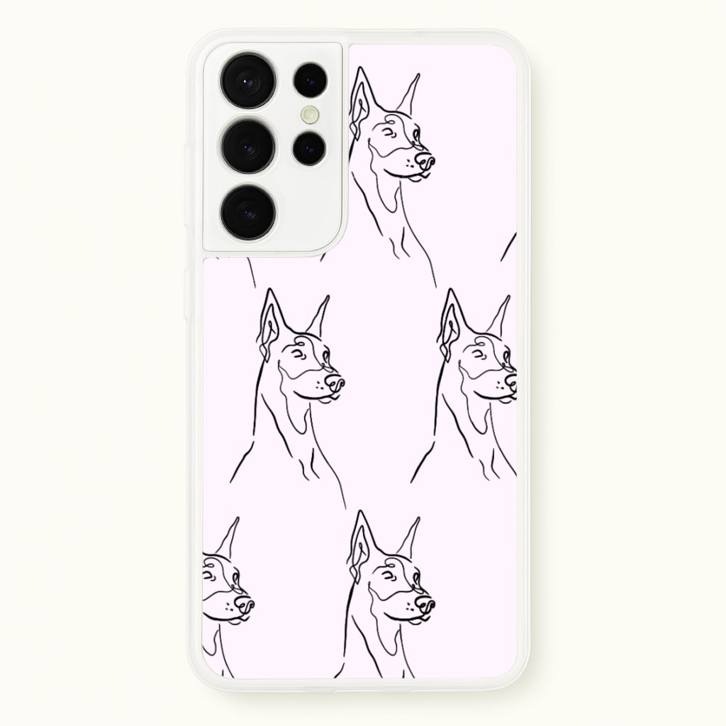 Dobermann Outline - Dog Pattern  - Dog Patterned Phone Case for Galaxy S21 Ultra