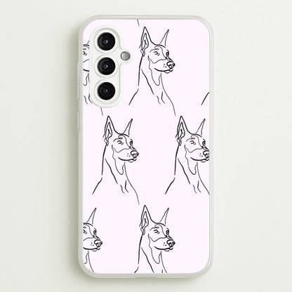 Dobermann Outline - Dog Pattern  - Dog Patterned Phone Case for Galaxy A14