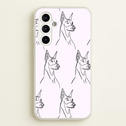 Dobermann Outline - Dog Pattern  - Dog Patterned Phone Case for Galaxy A54