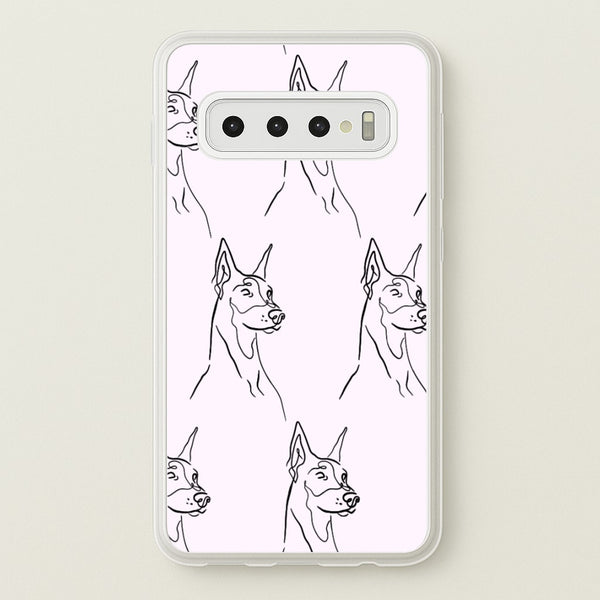 Dobermann Outline - Dog Pattern  - Dog Patterned Phone Case for Galaxy S10