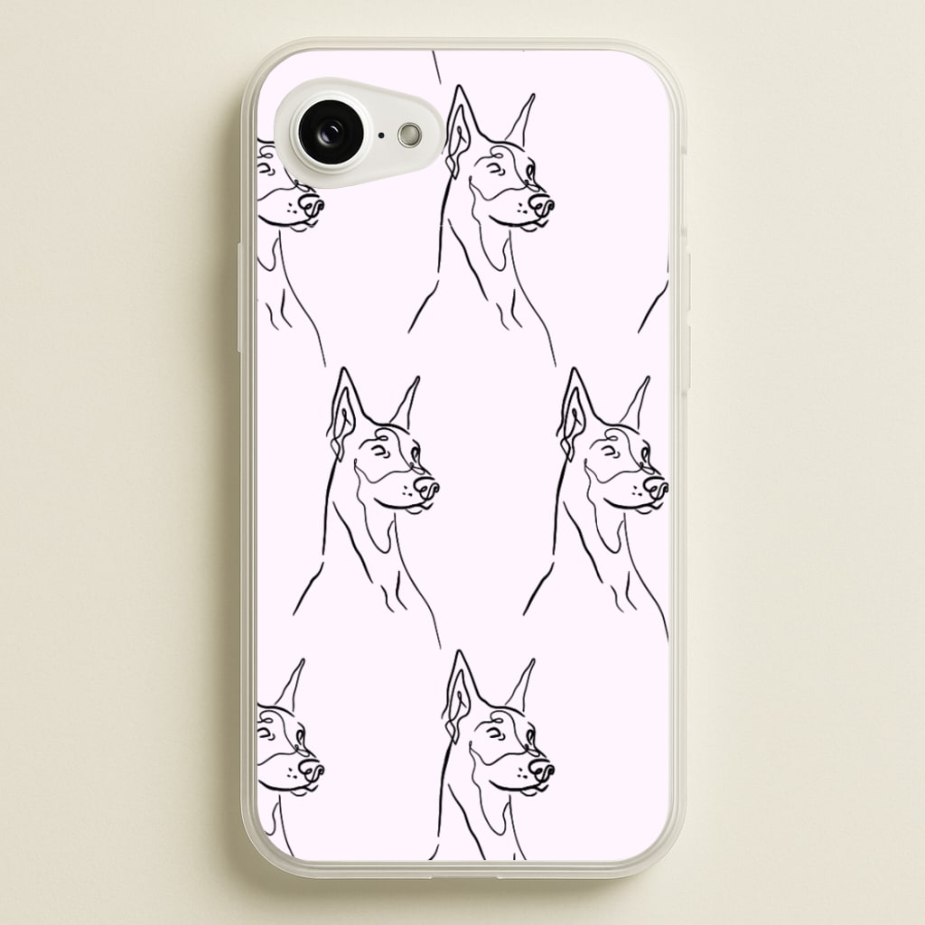 Dobermann Outline - Dog Pattern  - Dog Patterned Phone Case for iPhone 16e