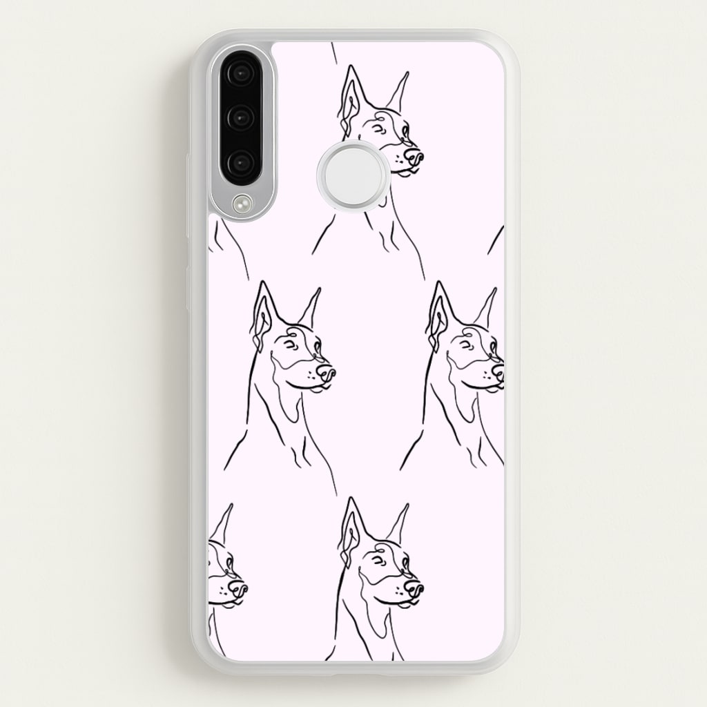 Dobermann Outline - Dog Pattern  - Dog Patterned Phone Case for Huawei P30 Lite