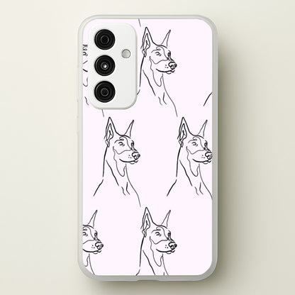 Dobermann Outline - Dog Pattern  - Dog Patterned Phone Case for Galaxy A35