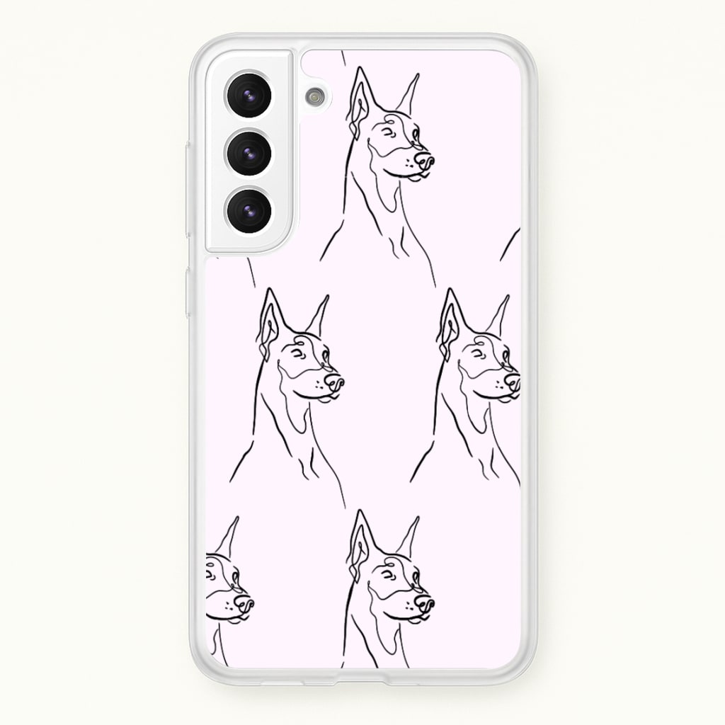 Dobermann Outline - Dog Pattern  - Dog Patterned Phone Case for Galaxy S21