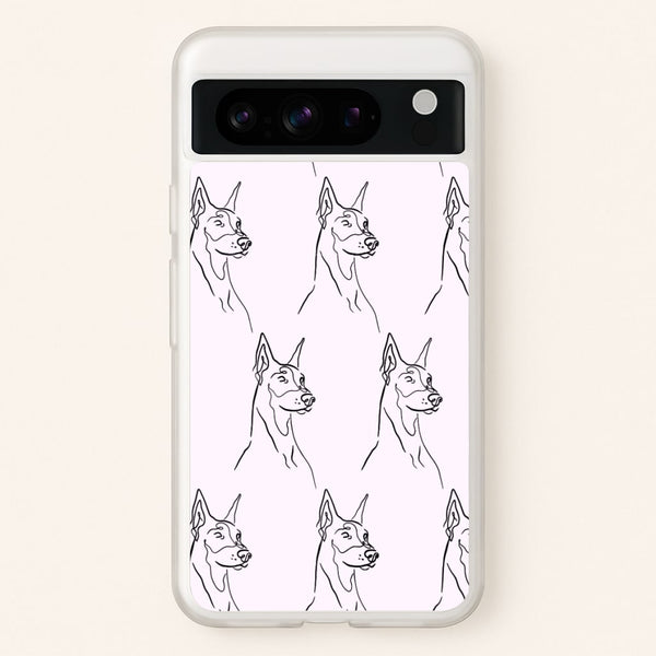Dobermann Outline - Dog Pattern  - Dog Patterned Phone Case for Google Pixel 8 Pro