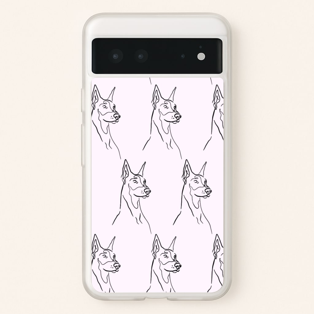 Dobermann Outline - Dog Pattern  - Dog Patterned Phone Case for Google Pixel 6