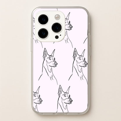Dobermann Outline - Dog Pattern  - Dog Patterned Phone Case for iPhone 14 Pro Max