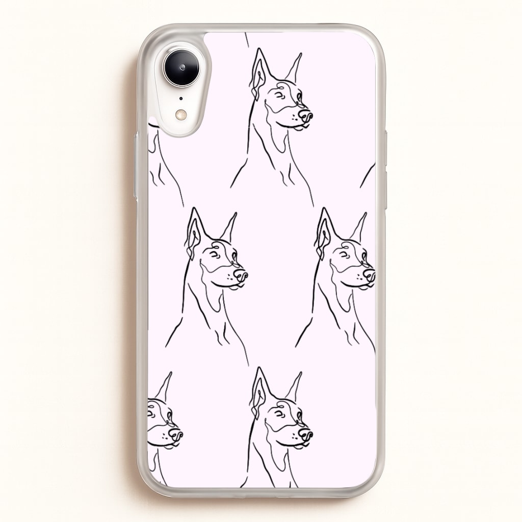 Dobermann Outline - Dog Pattern  - Dog Patterned Phone Case for iPhone XR