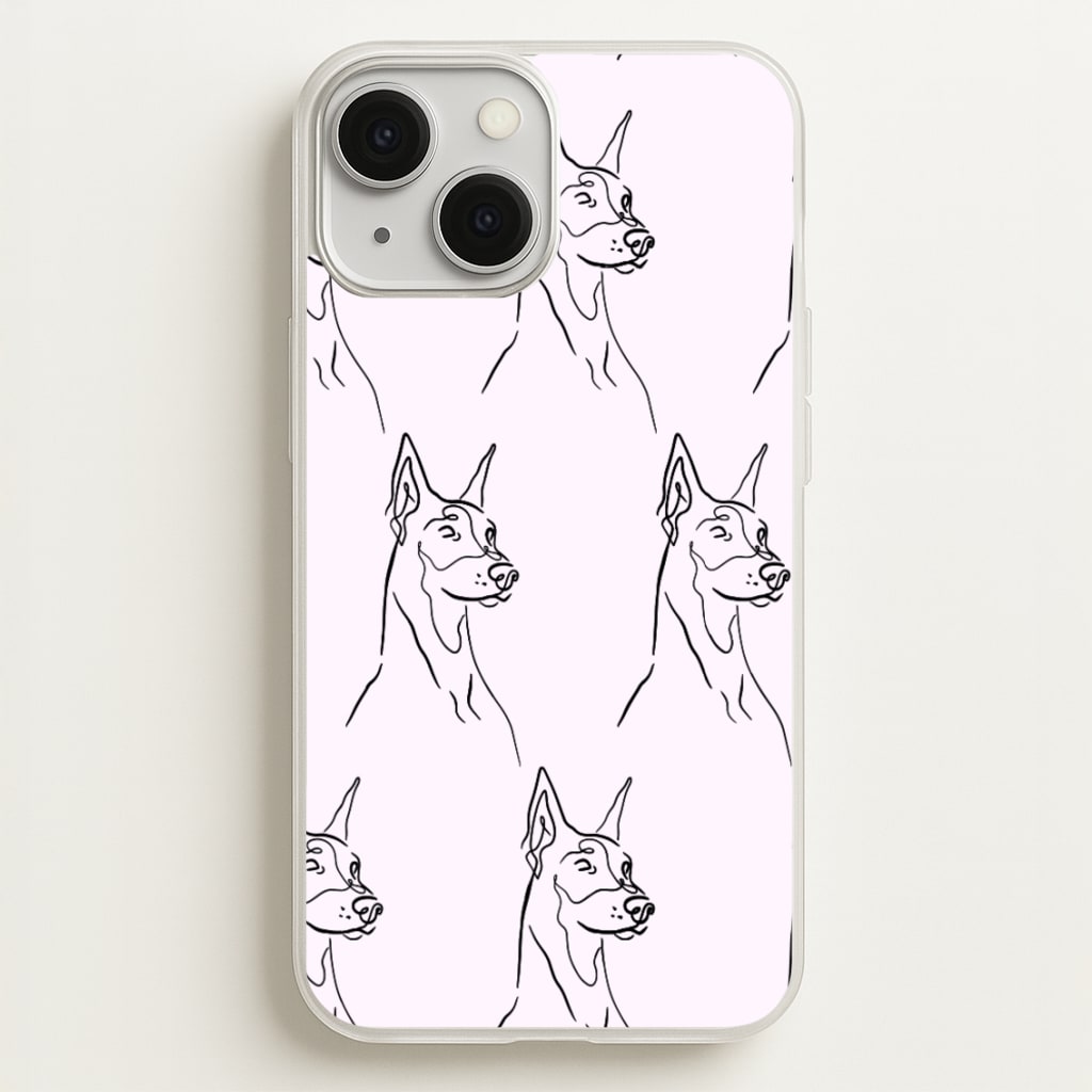 Dobermann Outline - Dog Pattern  - Dog Patterned Phone Case for iPhone 13 Mini