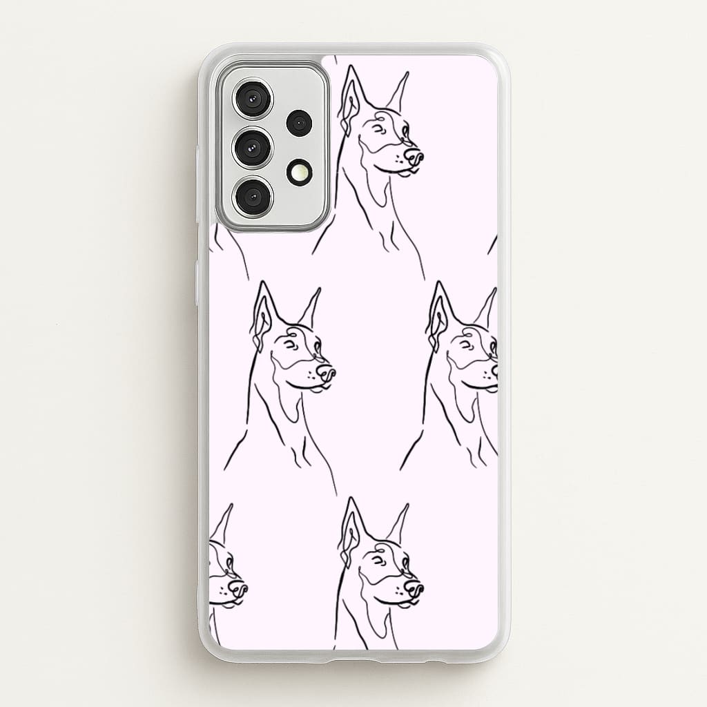 Dobermann Outline - Dog Pattern  - Dog Patterned Phone Case for Galaxy A52 / A52s