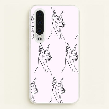 Dobermann Outline - Dog Pattern  - Dog Patterned Phone Case for Huawei P30