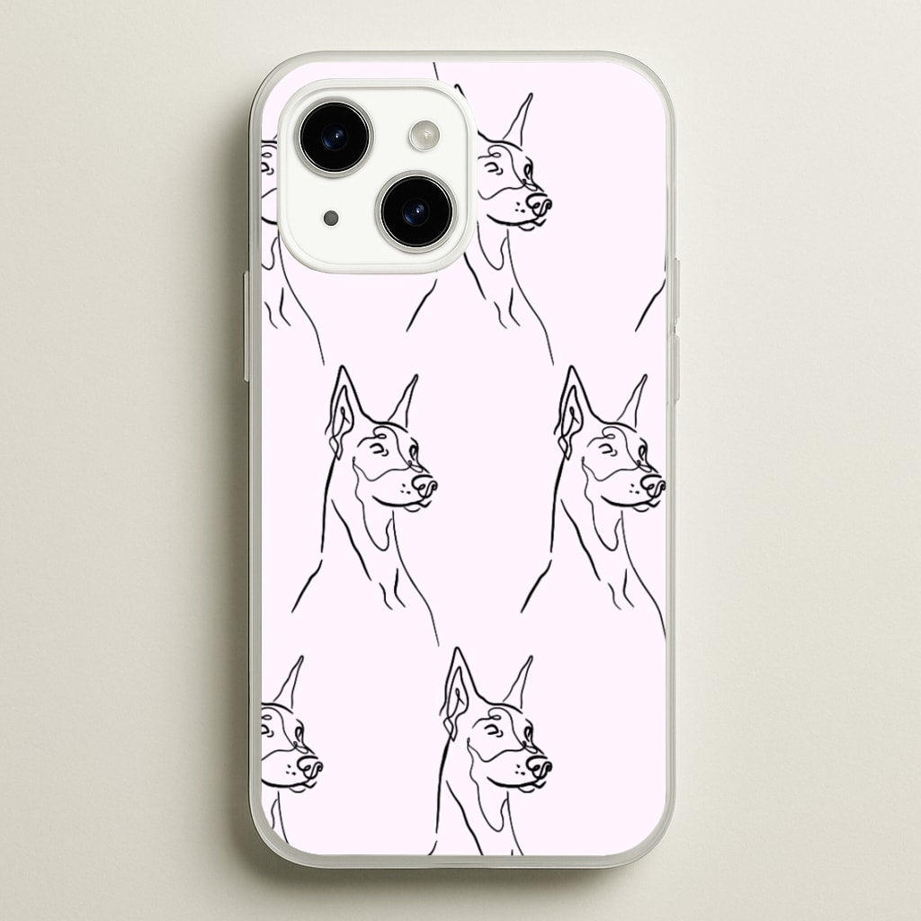 Dobermann Outline - Dog Pattern  - Dog Patterned Phone Case for iPhone 15