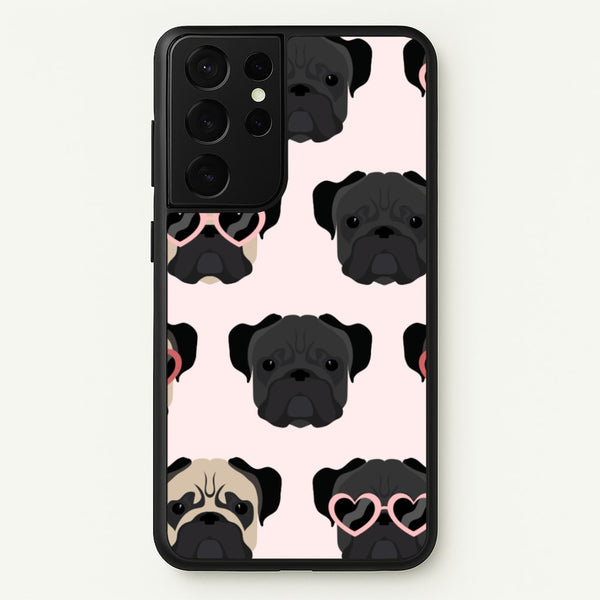 Sunny Pug Life - Dog Pattern  - Dog Patterned Phone Case for Galaxy S21 Ultra