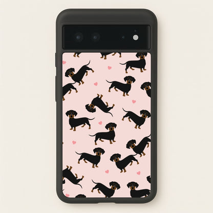 Heart Dachshund - Dog Pattern  - Dog Patterned Phone Case for Google Pixel 6