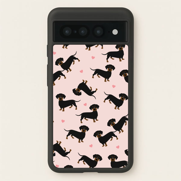 Heart Dachshund - Dog Pattern  - Dog Patterned Phone Case for Google Pixel 7 Pro