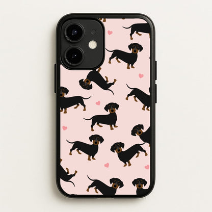 Heart Dachshund - Dog Pattern  - Dog Patterned Phone Case for iPhone 12 / 12 Pro
