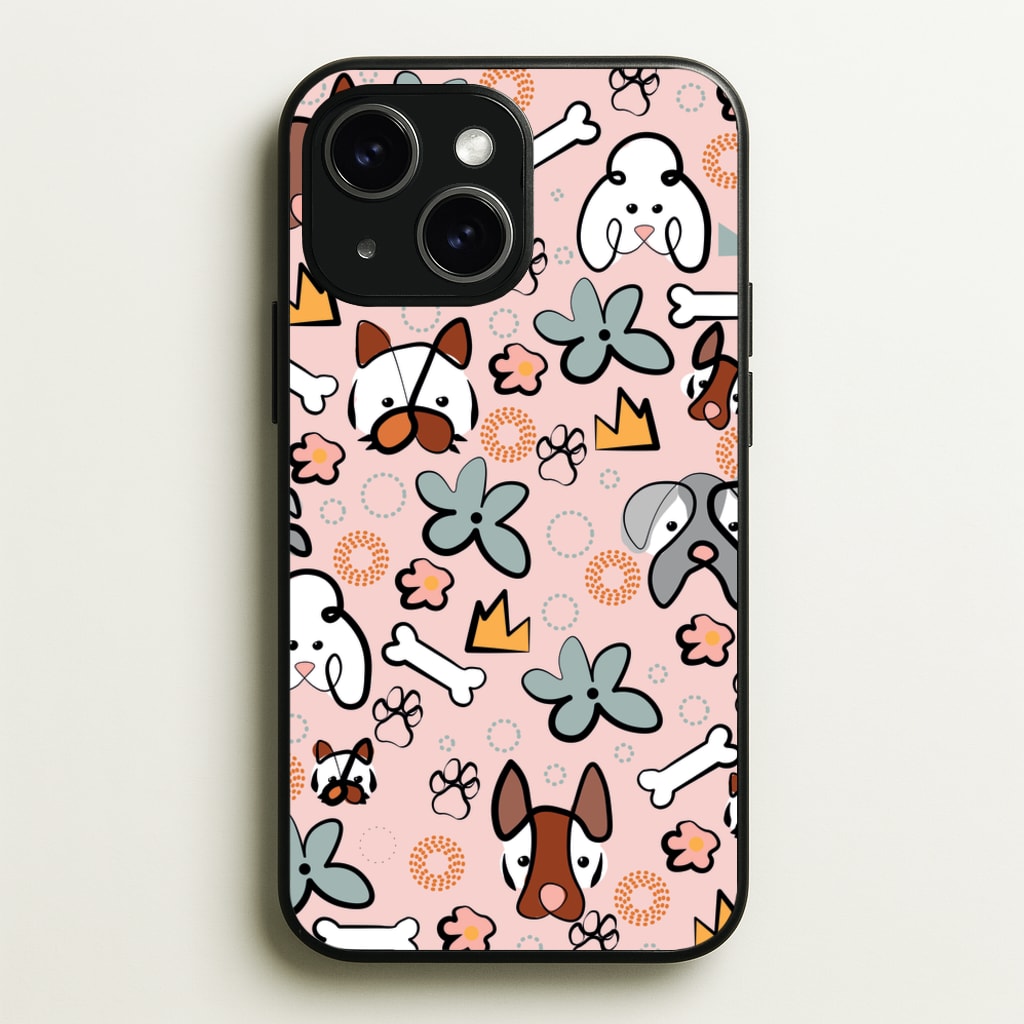 Bones and dogs - Dog Patterns  - Dog Patterns Phone Case for iPhone 15