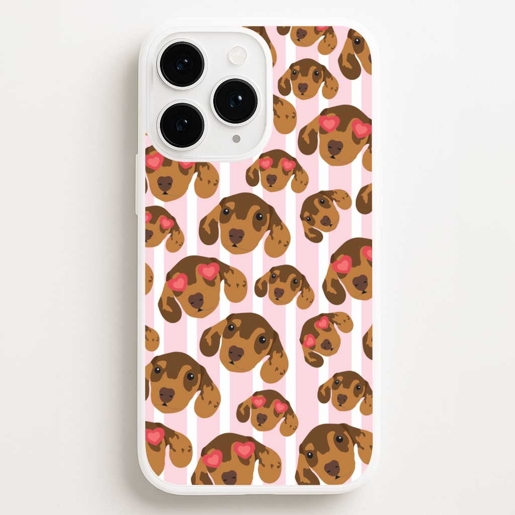 Stripes And Dachshunds Pattern Phone Case