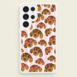 Stripes And Dachshunds Pattern  - Dog Patterns Phone Case for Galaxy S23 Ultra