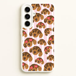 Stripes And Dachshunds Pattern  - Dog Patterns Phone Case for Galaxy A56