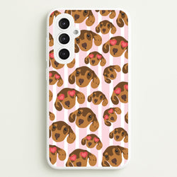 Stripes And Dachshunds Pattern  - Dog Patterns Phone Case for Galaxy S23FE