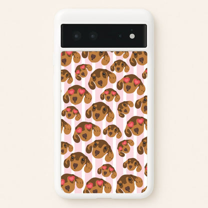 Stripes And Dachshunds Pattern  - Dog Patterns Phone Case for Google Pixel 6