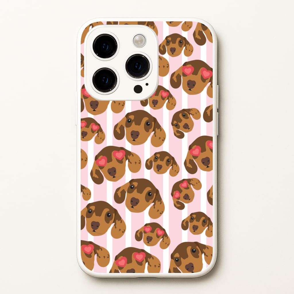 Stripes And Dachshunds Pattern  - Dog Patterns Phone Case for iPhone 15 Pro Max