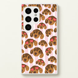 Stripes And Dachshunds Pattern  - Dog Patterns Phone Case for Galaxy S24 Ultra