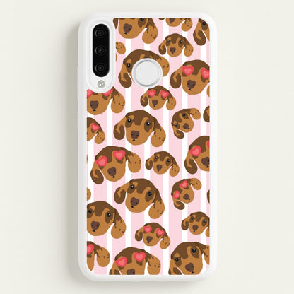 Stripes And Dachshunds Pattern  - Dog Patterns Phone Case for Huawei P30 Lite
