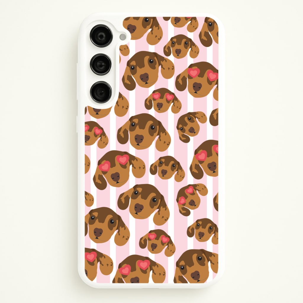 Stripes And Dachshunds Pattern  - Dog Patterns Phone Case for Galaxy S23 Plus