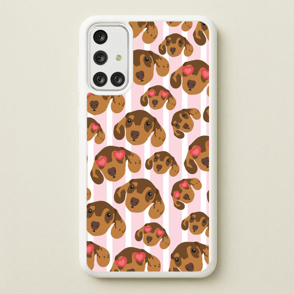 Stripes And Dachshunds Pattern  - Dog Patterns Phone Case for Galaxy A71