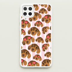 Stripes And Dachshunds Pattern  - Dog Patterns Phone Case for Galaxy A12