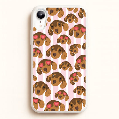 Stripes And Dachshunds Pattern  - Dog Patterns Phone Case for iPhone XR
