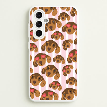 Stripes And Dachshunds Pattern  - Dog Patterns Phone Case for Galaxy A14
