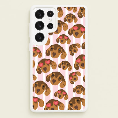 Stripes And Dachshunds Pattern  - Dog Patterns Phone Case for Galaxy S22 Ultra