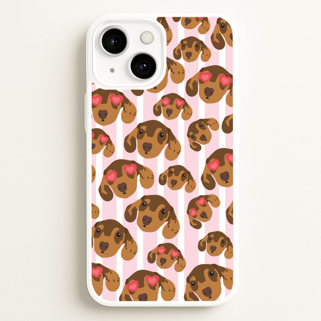 Stripes And Dachshunds Pattern  - Dog Patterns Phone Case for iPhone 13