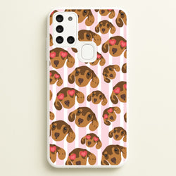 Stripes And Dachshunds Pattern  - Dog Patterns Phone Case for Galaxy A21s