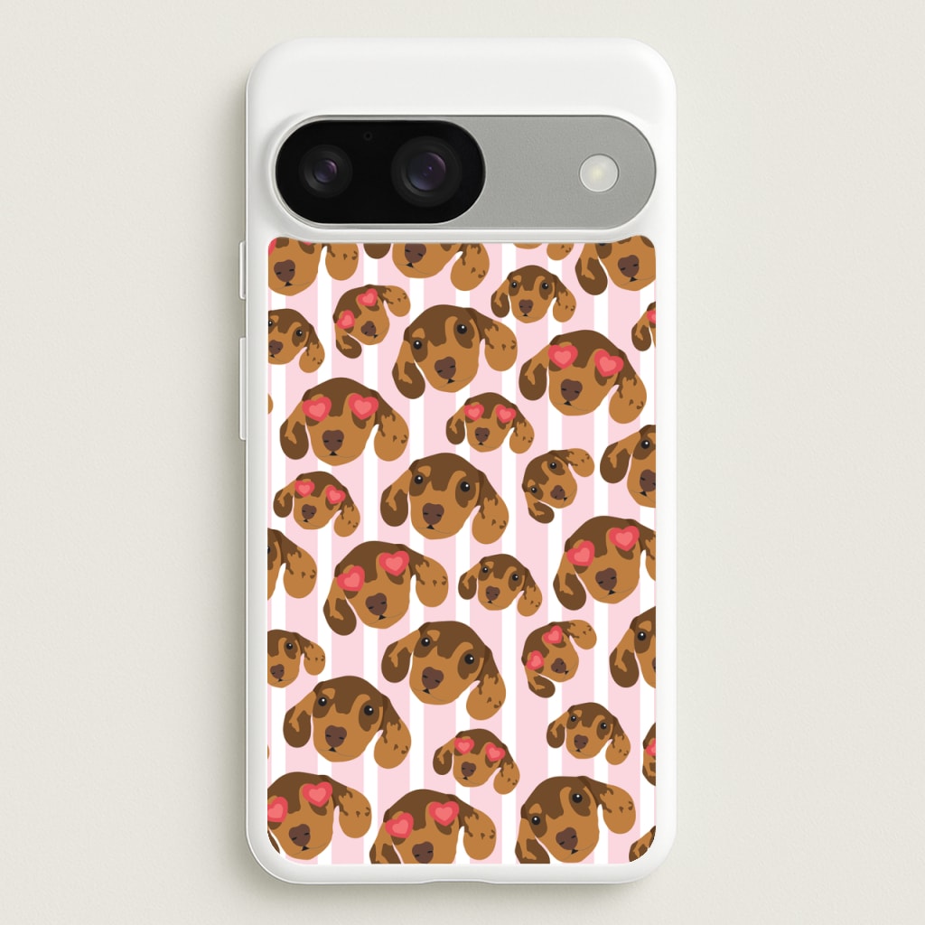Stripes And Dachshunds Pattern  - Dog Patterns Phone Case for Google Pixel 9 / 9 Pro