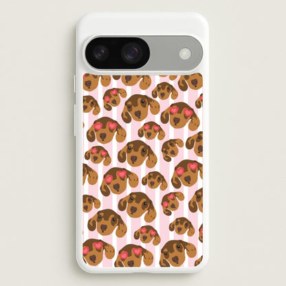 Stripes And Dachshunds Pattern  - Dog Patterns Phone Case for Google Pixel 9 / 9 Pro