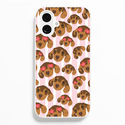 Stripes And Dachshunds Pattern  - Dog Patterns Phone Case for iPhone 16 Plus