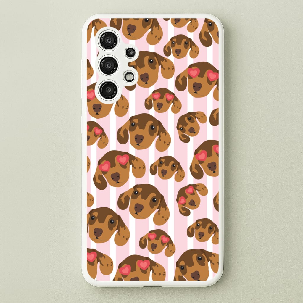 Stripes And Dachshunds Pattern  - Dog Patterns Phone Case for Galaxy A13