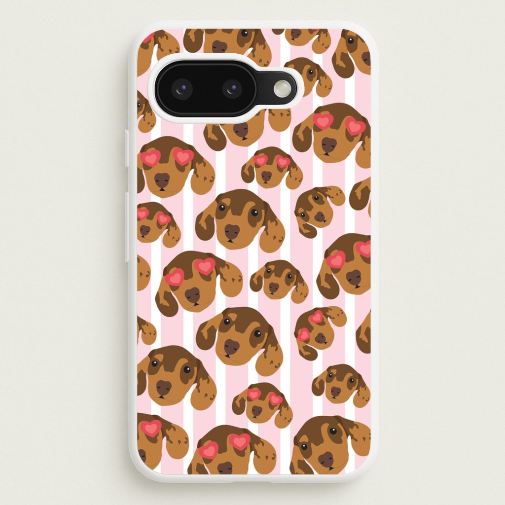 Stripes And Dachshunds Pattern  - Dog Patterns Phone Case for Google Pixel 9a