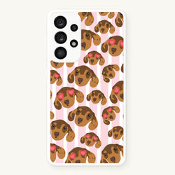 Stripes And Dachshunds Pattern  - Dog Patterns Phone Case for Galaxy A53