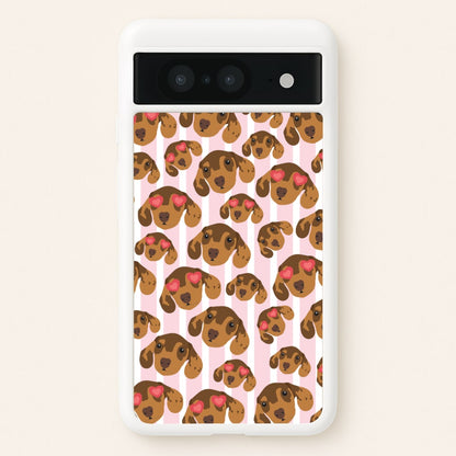 Stripes And Dachshunds Pattern  - Dog Patterns Phone Case for Google Pixel 8