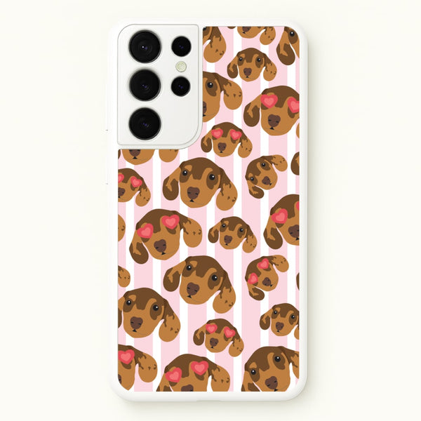 Stripes And Dachshunds Pattern  - Dog Patterns Phone Case for Galaxy S21 Ultra
