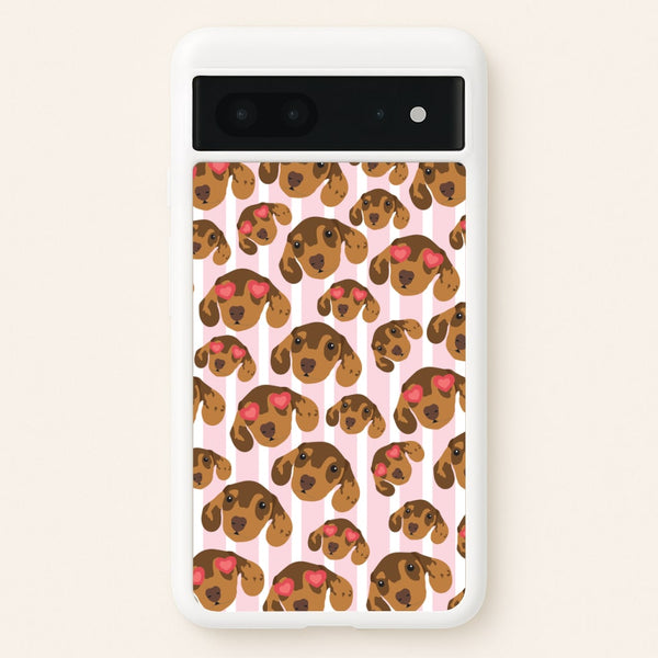 Stripes And Dachshunds Pattern  - Dog Patterns Phone Case for Google Pixel 7