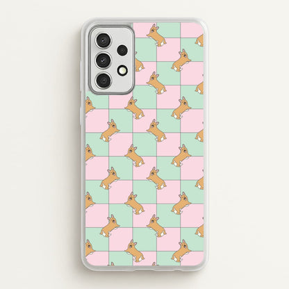 Checkered Corgis Pattern  - Dog Patterns Phone Case for Galaxy A52 / A52s