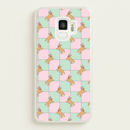 Checkered Corgis Pattern  - Dog Patterns Phone Case for Galaxy S9